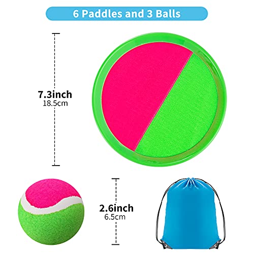 The Storepaperoomates Retail Market Kids Outdoor Toys, Beach Toys Toss and Catch Ball Set, Outside Yard Games for Kids with 6 Paddles 3 Balls Paddle Game Set Playground Sets for Backyard Sports Outdoor Games for Adults and Family - Fast Affordable Shopping