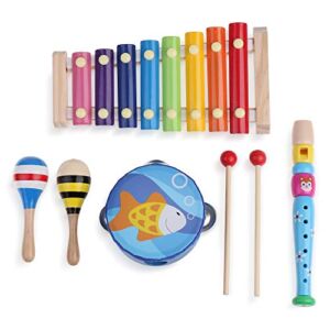 6 PCS Musical Instruments Set by Boxiki Kids. The for Your Little Musician! A 6 PC Music Set That Includes a Xylophone, Maracas, Tambourine and More!