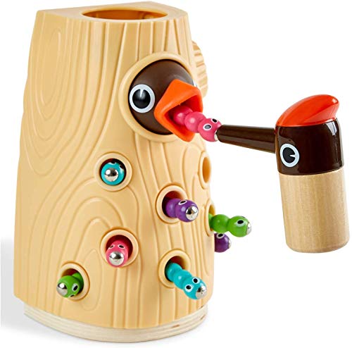 The Storepaperoomates Retail Market TOP BRIGHT Montessori Toys for 2 Year Old Girl and Boy Gifts, Fine Motor Skills Toddler Toys Age 2-4, Woodpecker Worm Toy Magnetic Bird Feeding Game - Fast Affordable Shopping