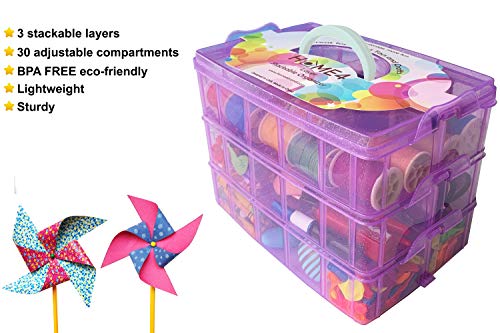 The Storepaperoomates Retail Market HOME4 Glitter Purple Arts & Craft Case Storage Box 30 Adjustable Compartments Dividers, Jewelry Keeper, Bead Organizer, Tools, Sewing, Thread, Hair Accessories Holder Display Container - Fast Affordable Shopping