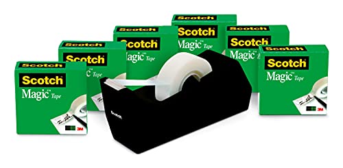 The Storepaperoomates Retail Market Scotch Magic Tape, 6 Rolls with Dispenser, Numerous Applications, Invisible, Engineered for Repairing, 3/4 x 1000 Inches, Boxed (810K6C38) - Fast Affordable Shopping