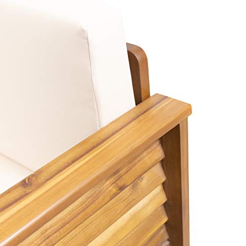 The Storepaperoomates Retail Market Christopher Knight Home Louver Chat Set, Teak + Cream - Fast Affordable Shopping
