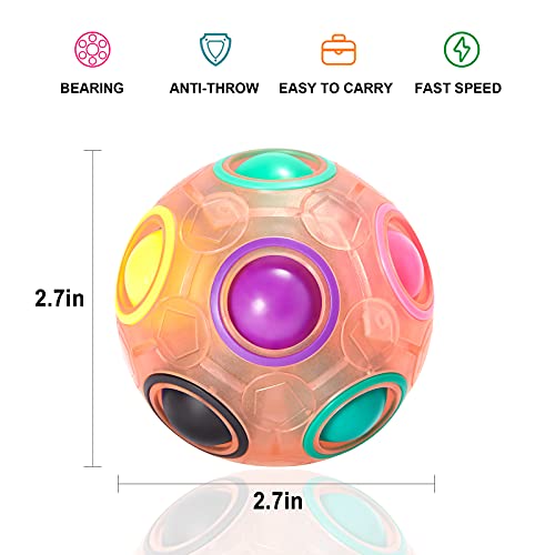 The Storepaperoomates Retail Market Vdealen Magic Rainbow Puzzle Ball, Speed Cube Ball Puzzle Game Fun Stress Reliever Magic Ball Brain Teaser Fidget Toys for Children Teens & Adults- 2 Pack (Blue&Pink) - Fast Affordable Shopping