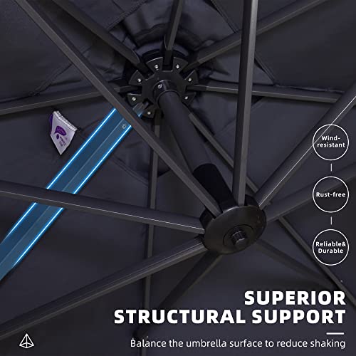 The Storepaperoomates Retail Market PURPLE LEAF 10 Feet Patio Umbrella Outdoor Cantilever Square Umbrella Aluminum Offset Umbrella with 360-degree Rotation for Garden Deck Pool Patio, Grey - Fast Affordable Shopping