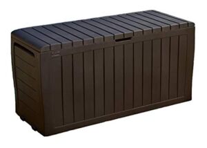 Keter Marvel Plus 71 Gallon Resin Outdoor Storage Box for Patio Furniture Cushion Storage, Brown