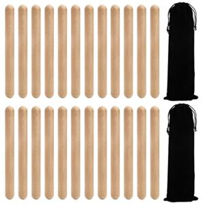 ZEAYEA 24 Pack Rhythm Sticks with Carry Bag, 8 Inch Wood Claves Musical Percussion Instrument, Music Lummi Sticks for Kids, Hardwood Musical Sticks for Music Parties