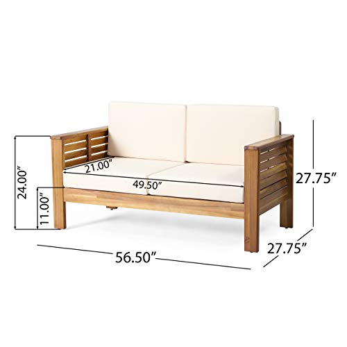 The Storepaperoomates Retail Market Christopher Knight Home Louver Chat Set, Teak + Cream - Fast Affordable Shopping