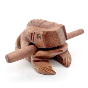 4 Inches Frog Guiro Rasp Small Instrument Musical Wooden Percussion Desk Accessories of Frog Noise Maker and for Cool Music Gifts Ideas Funny Instruments Made from Nature Wood