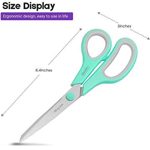 The Storepaperoomates Retail Market Scissors, iBayam 8″ Multipurpose Scissors Bulk Ultra Sharp Shears, Comfort-Grip Sturdy Scissors for Office Home School Sewing Fabric Craft Supplies, Right/Left Handed, 3-Pack, Mint, Grey, Purple - Fast Affordable Shopping