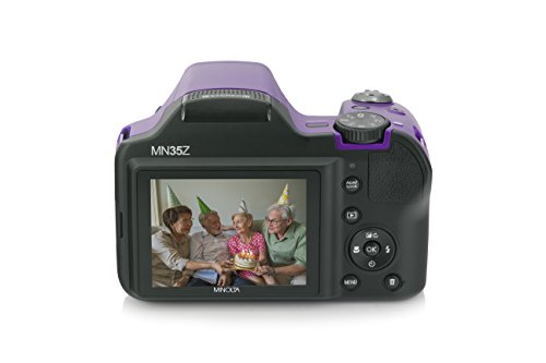 The Storepaperoomates Retail Market Minolta 20 Mega Pixels Wifi Digital Camera with 35x Optical Zoom & 1080p HD Video Optical with 3-Inch LCD, 4.8 x 3.4 x 3.2, Purple (MN35Z-P) - Fast Affordable Shopping