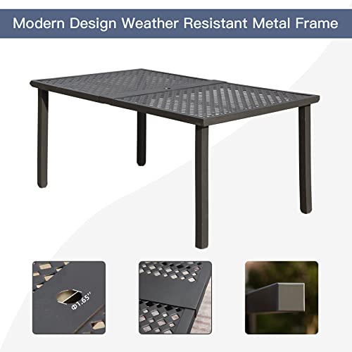 The Storepaperoomates Retail Market Domi Outdoor 7 pcs Patio Dining Set, Metal Dining Table, Swivel and Dining Chairs Conversation Set with Removable Navy Blue Cushions for Garden Lawn Yard - Fast Affordable Shopping