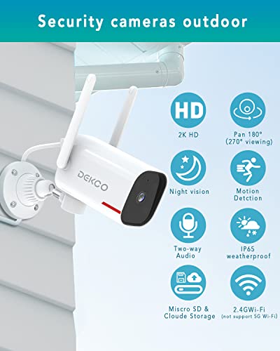 The Storepaperoomates Retail Market Outdoor Security Camera – DEKCO 1080p Pan Rotating 180° Wired WiFi Cameras for Home Security with Two-Way Audio, Night Vision, 2.4G WiFi, IP65, Motion Detection Alarm (2 Pack) - Fast Affordable Shopping