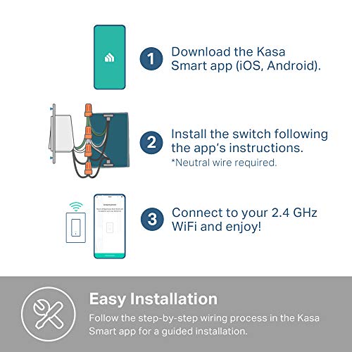 The Storepaperoomates Retail Market Kasa Smart Light Switch HS200, Single Pole, Needs Neutral Wire, 2.4GHz Wi-Fi Light Switch Works with Alexa and Google Home, UL Certified, No Hub Required , White - Fast Affordable Shopping