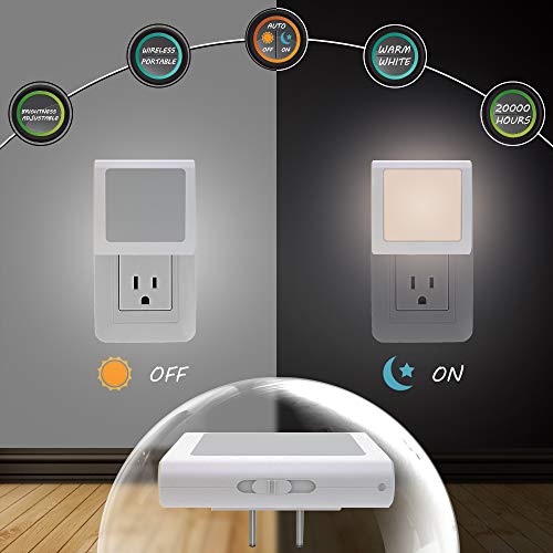 The Storepaperoomates Retail Market MAZ-TEK Plug in Dimmable Led Night Light with Auto Dusk to Dawn Sensor, Soft Warm White Nightlights for Hallway,Bedroom, Kids Room, Kitchen, Stairway, 4 Pack - Fast Affordable Shopping