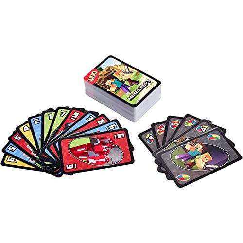 The Storepaperoomates Retail Market UNO Minecraft Card Game Videogame-Themed Collectors Deck 112 Cards With Character Images, Gift For Fans Ages 7 Years Old & Up - Fast Affordable Shopping