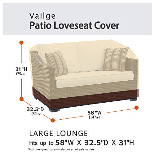 The Storepaperoomates Retail Market Vailge 2-Seater Heavy Duty Patio Bench Loveseat Cover, 100% Waterproof Outdoor Sofa Cover, Lawn Patio Furniture Covers with Air Vent, Small(Standard), Beige & Brown - Fast Affordable Shopping