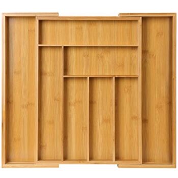 The Storepaperoomates Retail Market Bamboo Expandable Drawer Organizer for Utensils Holder, Adjustable Cutlery Tray, Wood Drawer Dividers Organizer for Silverware, Flatware, Knives in Kitchen, Bedroom, Living Room by Pipishell - Fast Affordable Shopping