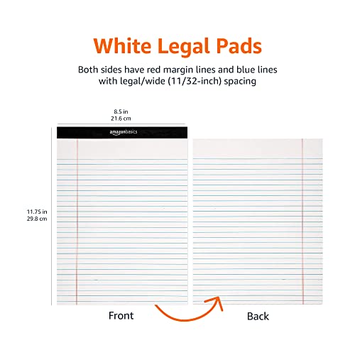 The Storepaperoomates Retail Market Amazon Basics Wide Ruled 8.5 x 11.75-Inch Lined Writing Note Pads – 12-Pack (50-sheet Pads), White - Fast Affordable Shopping
