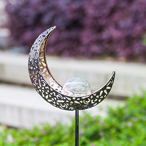 The Storepaperoomates Retail Market Homeimpro Garden Solar Lights Pathway Outdoor Moon Crackle Glass Globe Stake Metal Lights,Waterproof Warm White LED for Lawn,Patio or Courtyard (Bronze) - Fast Affordable Shopping