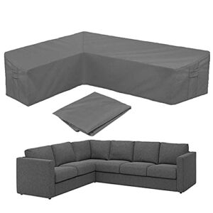BOSKING Patio Sofa Cover L-Shaped Sectional Furniture Cover Heavy Duty Outdoor Furniture Set Covers Waterproof Lawn Garden Couch Protector with Buckle Strap & Side Handle – Grey (L Shape 78×105 inch)