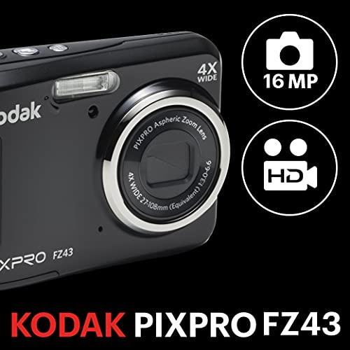 The Storepaperoomates Retail Market Kodak PIXPRO Friendly Zoom FZ43-BK 16MP Digital Camera with 4X Optical Zoom and 2.7″ LCD Screen (Black) - Fast Affordable Shopping