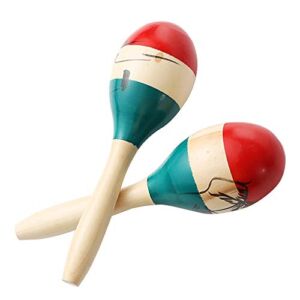Maracas Large Colorful Wood Rumba Shakers Rattle Hand Percussion of Sand of the Hammer Great Musical Instrument with Salsa Rhythm For Party,Games. (Colorful)