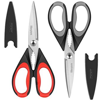 The Storepaperoomates Retail Market Kitchen Shears, iBayam Kitchen Scissors Heavy Duty Meat Scissors Poultry Shears, Dishwasher Safe Food Cooking Scissors All Purpose Stainless Steel Utility Scissors, 2-Pack (Black Red, Black Gray) - Fast Affordable Shopping