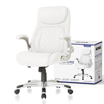 The Storepaperoomates Retail Market NOUHAUS +Posture Ergonomic PU Leather Office Chair. Click5 Lumbar Support with FlipAdjust Armrests. Modern Executive Chair and Computer Desk Chair (White) - Fast Affordable Shopping