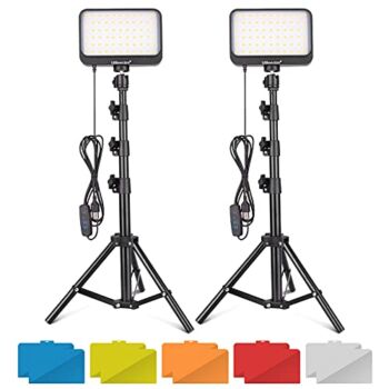 The Storepaperoomates Retail Market UBeesize LED Video Light Kit, 2Pcs Dimmable Continuous Portable Photography Lighting with Adjustable Tripod Stand & Color Filters for Tabletop/Low-Angle Shooting, for Zoom, Game Streaming, YouTube - Fast Affordable Shopping