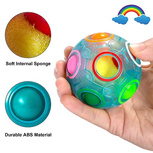 The Storepaperoomates Retail Market Vdealen Magic Rainbow Puzzle Ball, Speed Cube Ball Puzzle Game Fun Stress Reliever Magic Ball Brain Teaser Fidget Toys for Children Teens & Adults- 2 Pack (Blue&Pink) - Fast Affordable Shopping