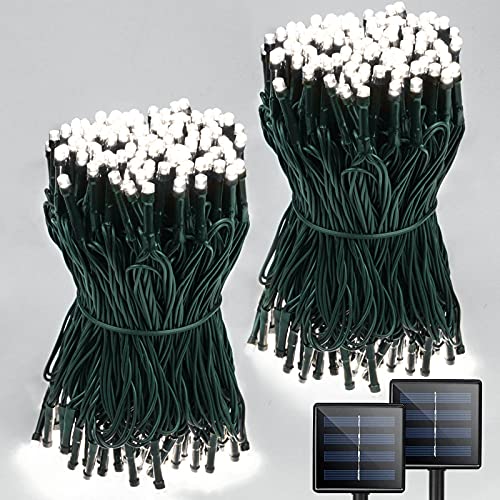 The Storepaperoomates Retail Market White Super-Long 2-Pack Each 85FT Solar String Lights Outdoor, Waterproof Green Wire 8 Lighting Modes 480 LED Solar Christmas Lights for Garden Patio Tree Party Wedding Decorations (Cool White) - Fast Affordable Shopping