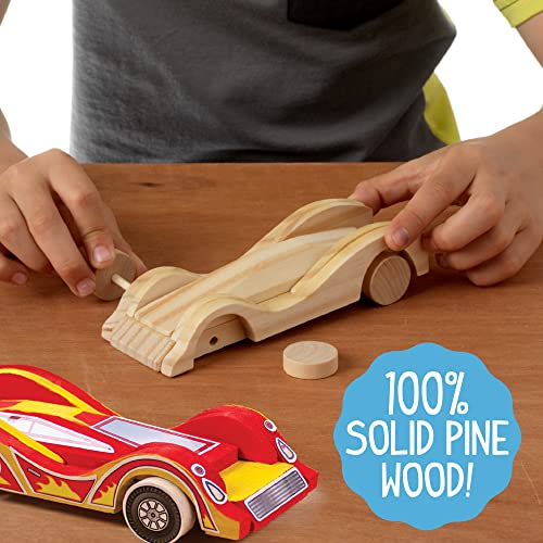 The Storepaperoomates Retail Market Made By Me Build & Paint Your Own Wooden Cars – DIY Wood Craft Kit, Easy To Assemble and Paint 3 Race Cars – Arts and Crafts Kit for Kids Ages 6 And Up, Multicolor - Fast Affordable Shopping