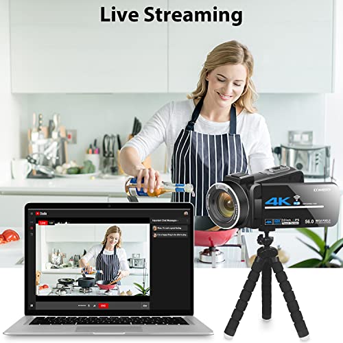The Storepaperoomates Retail Market Camcorders Video Camera 4K 56MP UHD Video Camera for YouTube with External Mic Video Camera Camcorder with 32G SD Card 2.4G Remote IR Night Vision, 18X Digital Zoom Camcorder WiFi - Fast Affordable Shopping