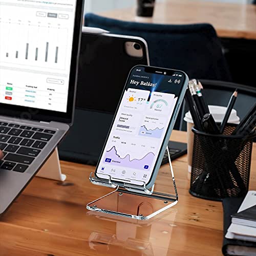 The Storepaperoomates Retail Market Crpich Acrylic Cell Phone Stand, Portable Phone Holder, Clear Phone Stand for Desk, Compatible with Phone 13 12 Pro Max Mini 11 Xr 8 Plus SE, Switch, Android Smartphone, Pad, Tablet, Desk Accessories - Fast Affordable Shopping