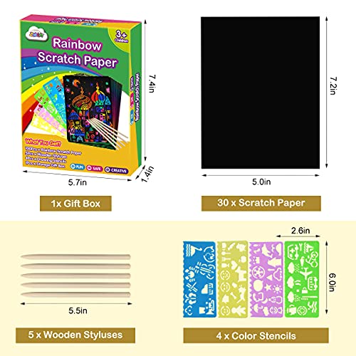 The Storepaperoomates Retail Market ZMLM Rainbow Scratch Paper Kit: 109Pcs Magic Art Craft Stuff Supplies Black Drawing Pad for Age 3-12 Kids Children Girl Boy DIY Toy Activity Game Kindergarten Educational|Party Faver|Birthday Gifts - Fast Affordable Shopping