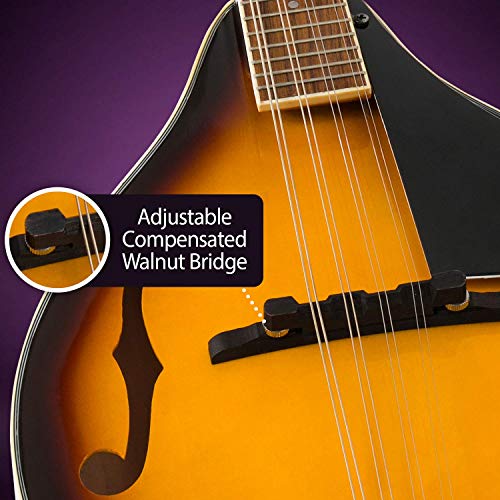 Hola! Music A Style Mandolin Instrument with Adjustable Truss-Rod Model HM-3TS, Glossy Sunburst Finish | The Storepaperoomates Retail Market - Fast Affordable Shopping