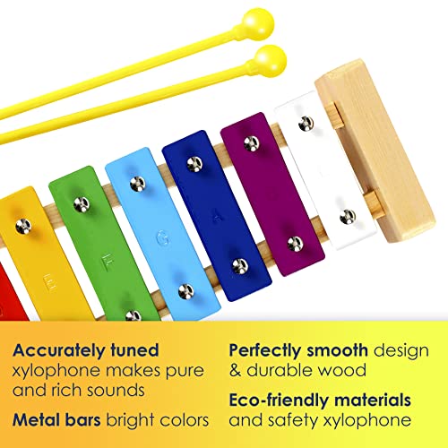 MINIARTIS Xylophone for Kids and Toddlers | 8 Notes Colorful Wooden Xylophone | Music Songbook & Child Safe Mallets | Great Holiday Birthday Gift for Children | The Storepaperoomates Retail Market - Fast Affordable Shopping