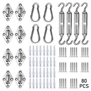 The Storepaperoomates Retail Market Kawoco 80PCS Sun Shade Hardware Kit,Heavy Duty Anti-Rust Rectangular/Square/Triangle Shade Sails Installation for Sun Shades Outdoor Patio Lawn and Garden - Fast Affordable Shopping