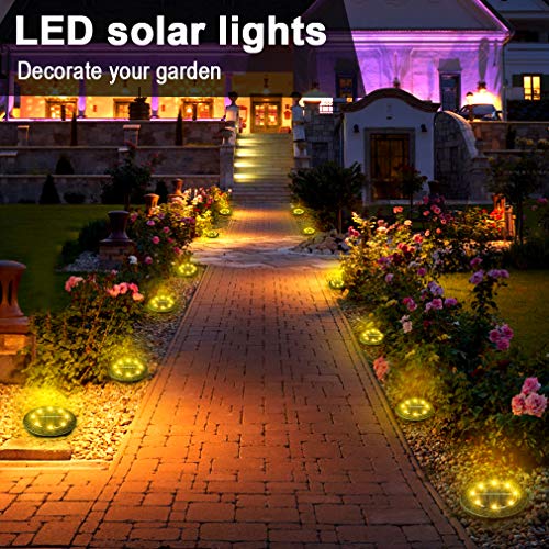 The Storepaperoomates Retail Market Solar Powered Ground Lights 8 Pack,IP68 Waterproof Outdoor LED Disk Lights for Garden,Non-Slip Landscape Path Lighting for Patio Lawn Yard,Pathway Wear-Resistant Deck Lights Walkway Decor(Warm White) - Fast Affordable Shopping