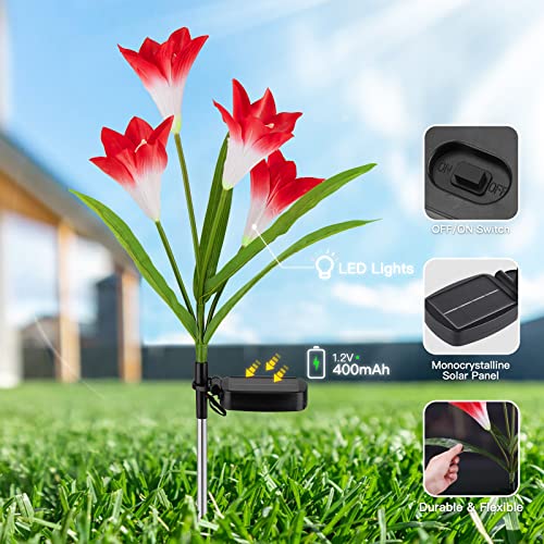 The Storepaperoomates Retail Market Outdoor Solar Flower Lights – 4 Pack Solar Garden Lights Color Changing with16 Larger Lily Flowers, Waterpoof Solar Garden Stake Lights for Lawn Patio Pathway Yard Farm Wedding Decoration - Fast Affordable Shopping