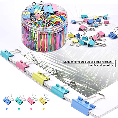 The Storepaperoomates Retail Market Binder Clips Paper Clips, Sopito 300pcs Colored Office Clips Set with Paper Clamps Paperclips Rubber Bands for Office and School Supplies, Assorted Sizes - Fast Affordable Shopping