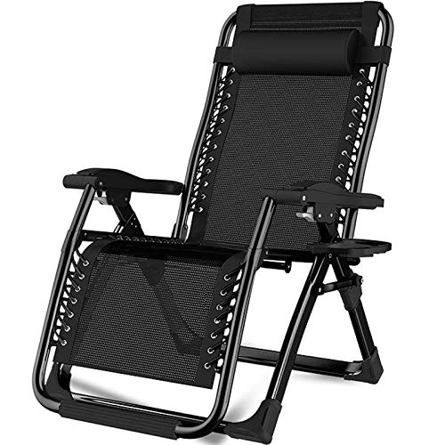The Storepaperoomates Retail Market Oversized Zero Gravity Chair, Lawn Recliner, Reclining Patio Lounger Chair, Folding Portable Chaise, with Detachable Soft Cushion, Cup Holder, Adjustable Headrest, Support 500 lbs. (Black Cushion) - Fast Affordable Shopping