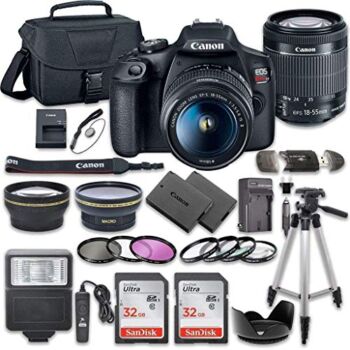 The Storepaperoomates Retail Market Canon EOS Rebel T7 DSLR Camera Bundle with Canon EF-S 18-55mm f/3.5-5.6 is II Lens + 2pc SanDisk 32GB Memory Cards + Accessory Kit - Fast Affordable Shopping