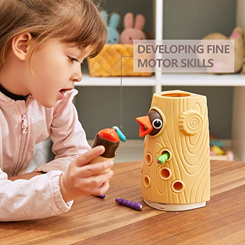 The Storepaperoomates Retail Market TOP BRIGHT Montessori Toys for 2 Year Old Girl and Boy Gifts, Fine Motor Skills Toddler Toys Age 2-4, Woodpecker Worm Toy Magnetic Bird Feeding Game - Fast Affordable Shopping