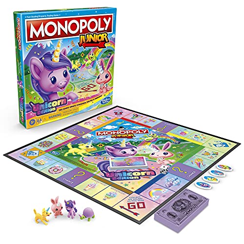 The Storepaperoomates Retail Market MONOPOLY Junior: Unicorn Edition Board Game for 2-4 Players, Magical-Themed Indoor Game for Kids Ages 5 and Up (Amazon Exclusive) - Fast Affordable Shopping