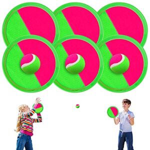 Kids Outdoor Toys, Beach Toys Toss and Catch Ball Set, Outside Yard Games for Kids with 6 Paddles 3 Balls Paddle Game Set Playground Sets for Backyard Sports Outdoor Games for Adults and Family