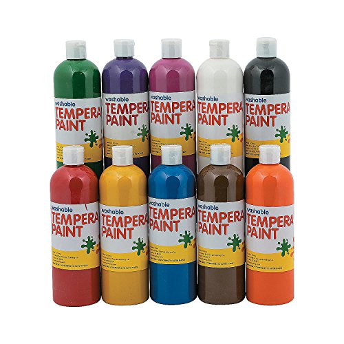 The Storepaperoomates Retail Market Washable Tempera Paint for Kids – 10 Pack of Classic Colors – 16 oz Bottles, Safe and Non Toxic – Craft, Art and School Supplies - Fast Affordable Shopping