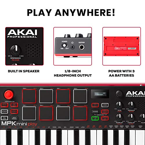 AKAI Professional MPK Mini Play – USB MIDI Keyboard Controller With a Built in Speaker, 25 mini Keys, Drum Pads and 128 Instrument Sounds | The Storepaperoomates Retail Market - Fast Affordable Shopping