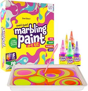 Marbling Paint Art Kit for Kids – Arts and Crafts for Girls & Boys Ages 6-12 – Craft Kits Art Set – Best Tween Paint Gift Ideas for Kids Activities Age 4 5 6 7 8 9 10 Year Old – Marble Painting Kits