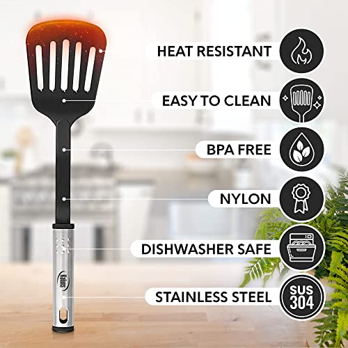 The Storepaperoomates Retail Market Kitchen Utensils Set 24 Nylon and Stainless Steel Cooking Utensil Set, Non-Stick and Heat Resistant Cooking Utensils Set, Kitchen Tools, Useful Pots and Pans Accessories and Kitchen Gadgets (Black) - Fast Affordable Shopping